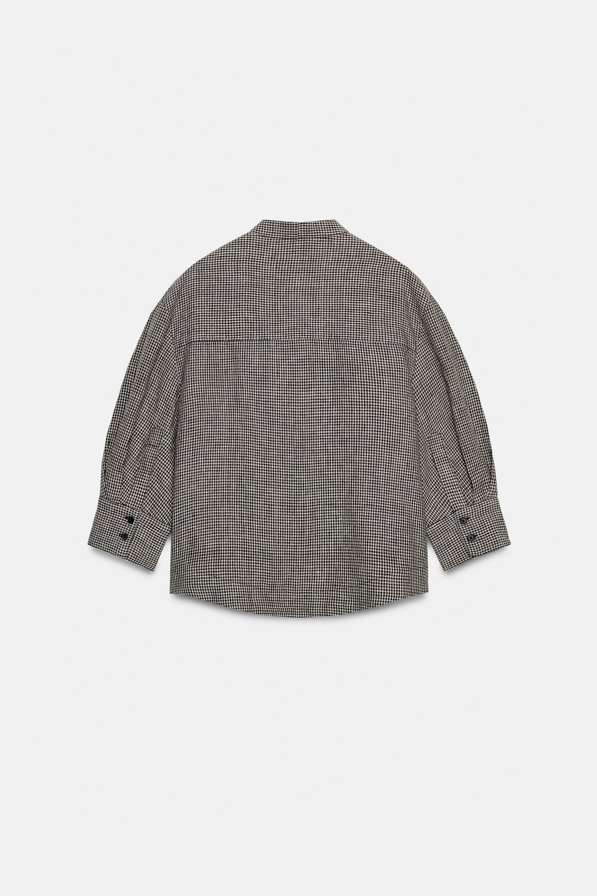ZW COLLECTION PLAID LINEN SHIRT